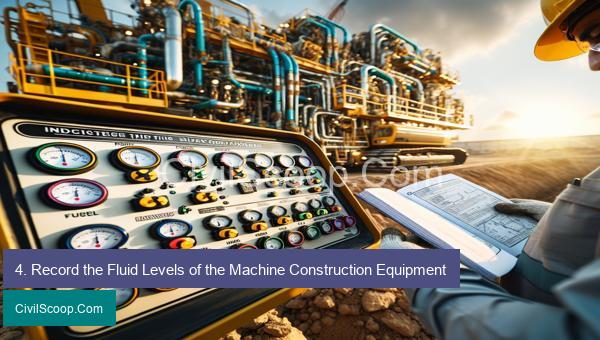 4. Record the Fluid Levels of the Machine Construction Equipment