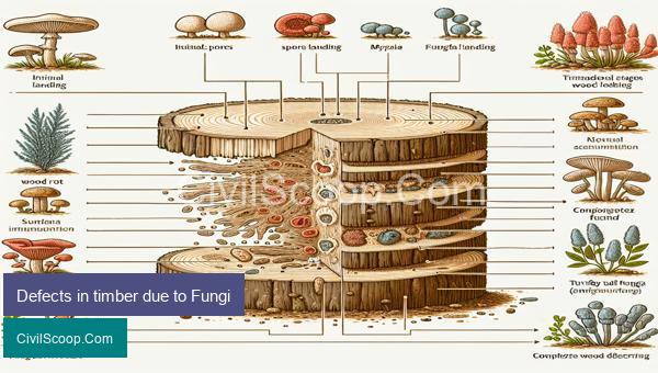 Defects in timber due to Fungi