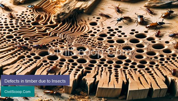 Defects in timber due to Insects