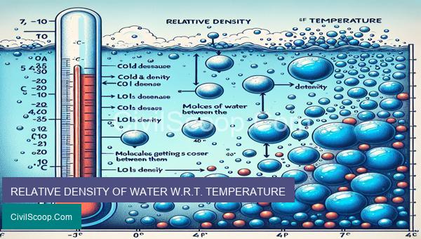 RELATIVE DENSITY OF WATER W.R.T. TEMPERATURE