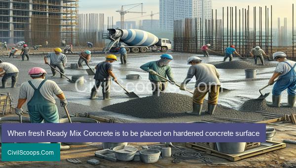 When fresh Ready Mix Concrete is to be placed on hardened concrete surface