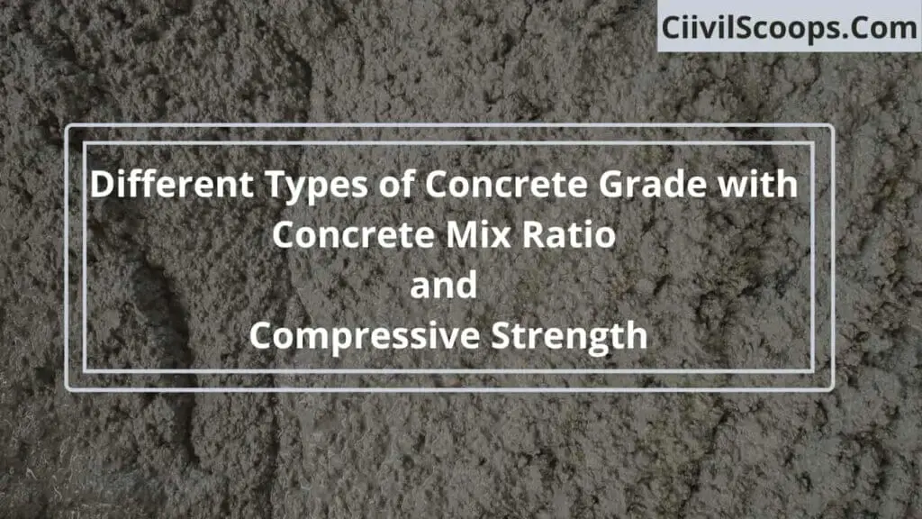 Different Types of Concrete Grade with Concrete Mix Ratio and Compressive Strength
