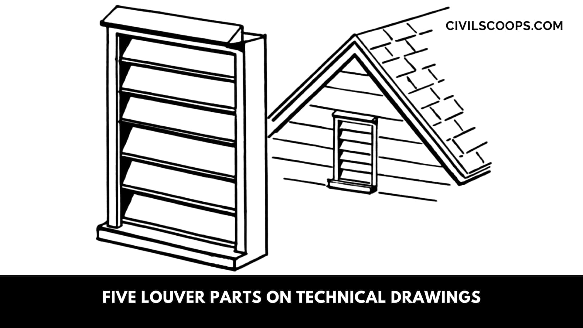 Five Louver Parts on Technical Drawings