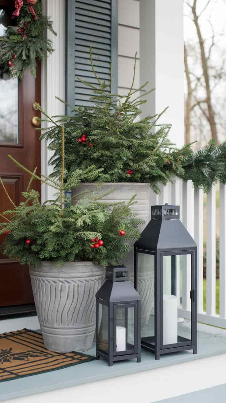 Use Potted Evergreens